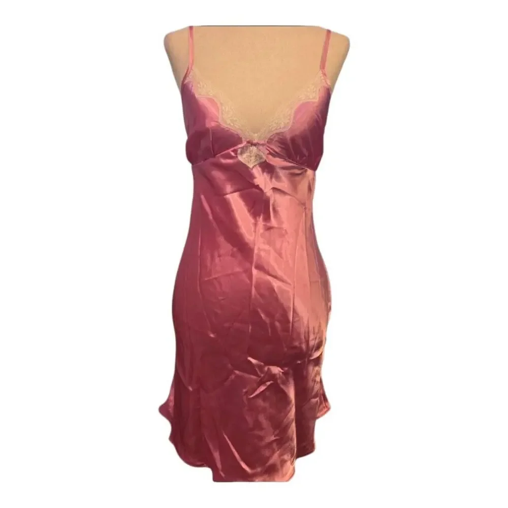 Y2k pink satin nightgown